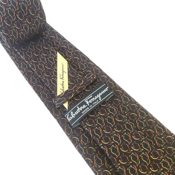 Salvatore Ferragamo Penguin Print Black Multicolor Silk Tie - Picture 8 of 9